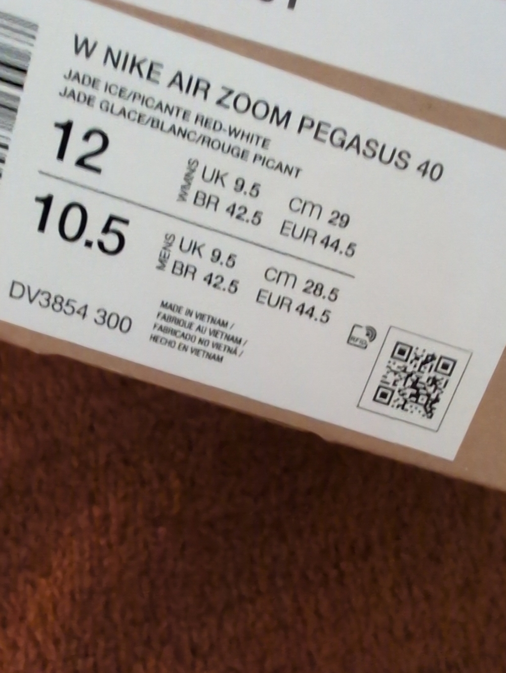 Nike Air Zoom Pegasus 40 Jade Ice/Picante Red Women 12 Men 10.5 NIB - Picture 9 of 9